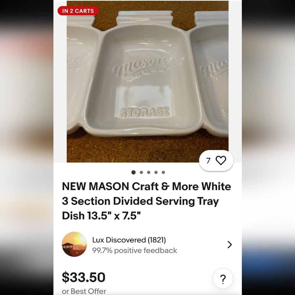 Mason Craft &More 3 sectional stoneware Tray-white - Picture 8 of 8